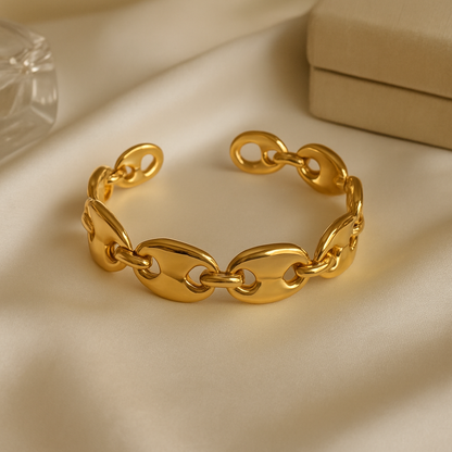 Golden Link Chain Cuff Bracelet