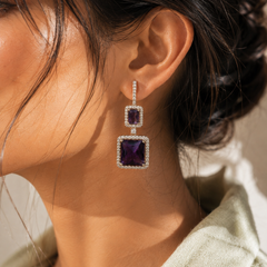 Amara Amethyst Geometric Drop Earrings
