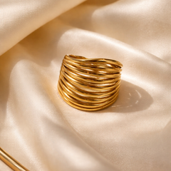 Golden Ripple Statement Ring