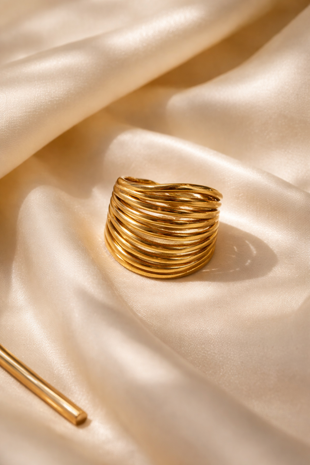 Golden Ripple Statement Ring