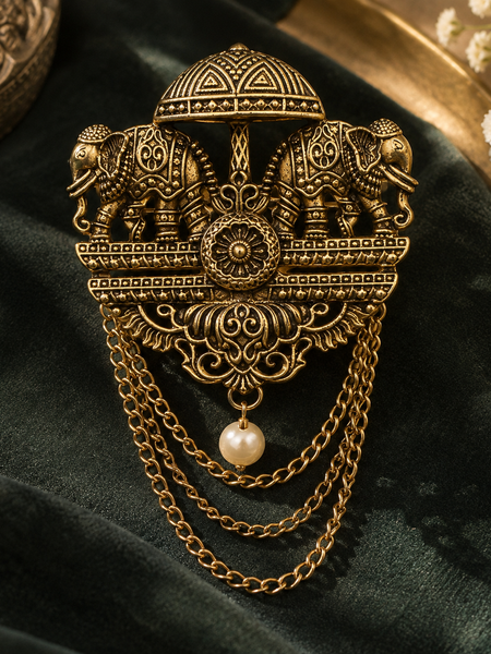 Rajvansh Royal Elephant Brooch