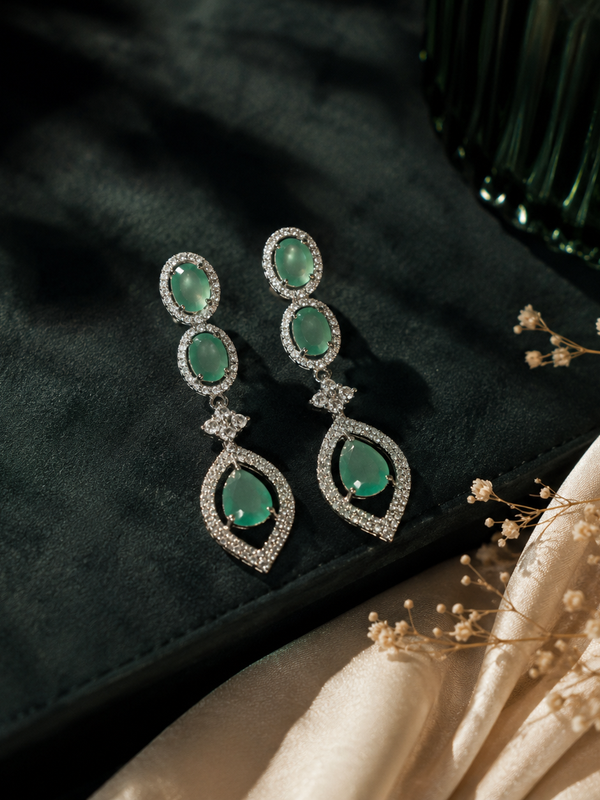 Serena Mint Crystal Drop Earrings