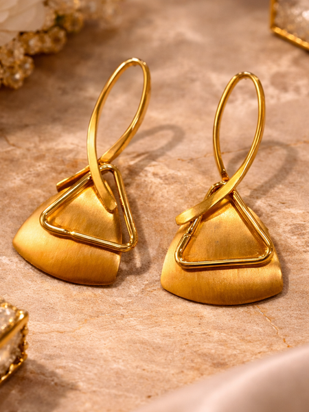 Modern Geometry Gold Drop Earrings