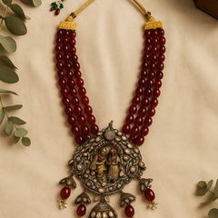 Temple Heritage Ruby & Pearl Necklace Set