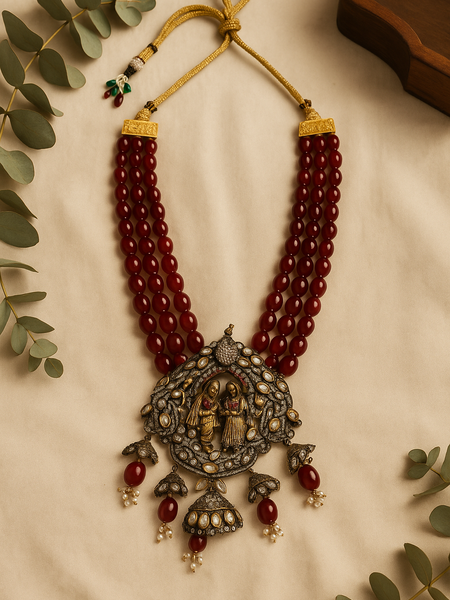 Temple Heritage Ruby & Pearl Necklace Set