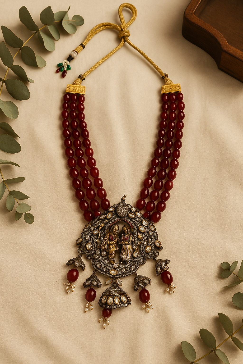 Temple Heritage Ruby & Pearl Necklace Set