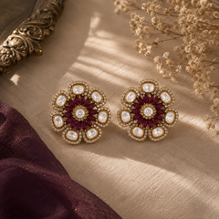 Mehr Ruby Kundan Floral Studs