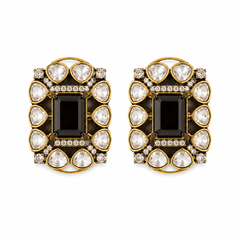 Noir Polki Frame Statement Studs