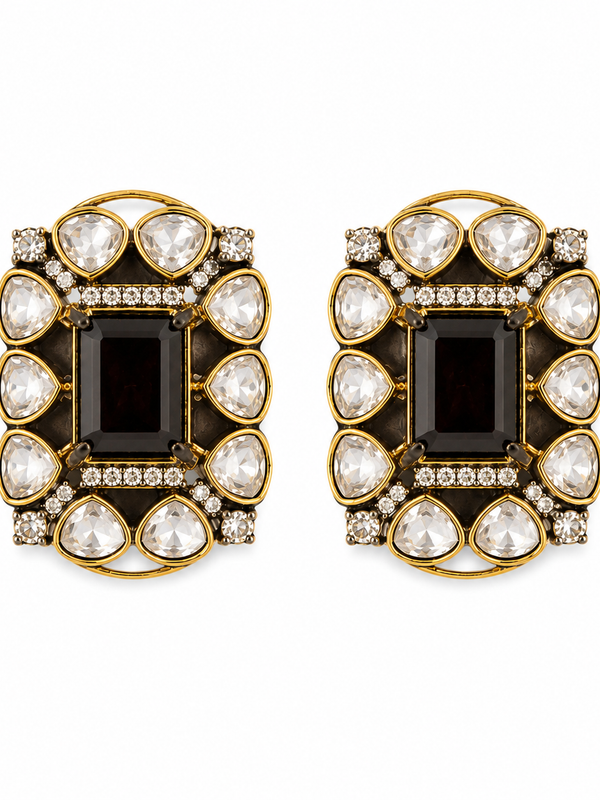 Noir Polki Frame Statement Studs