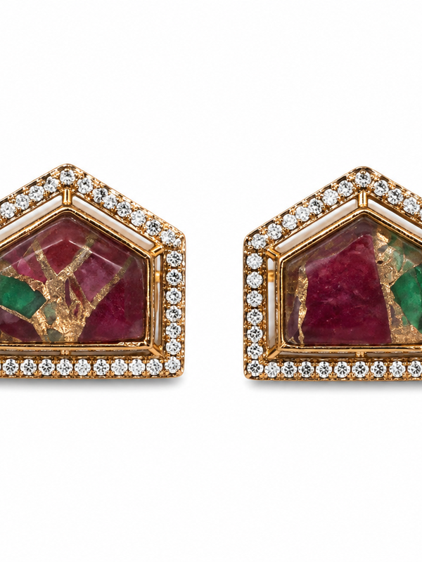 Mosaic Ruby Statement Studs