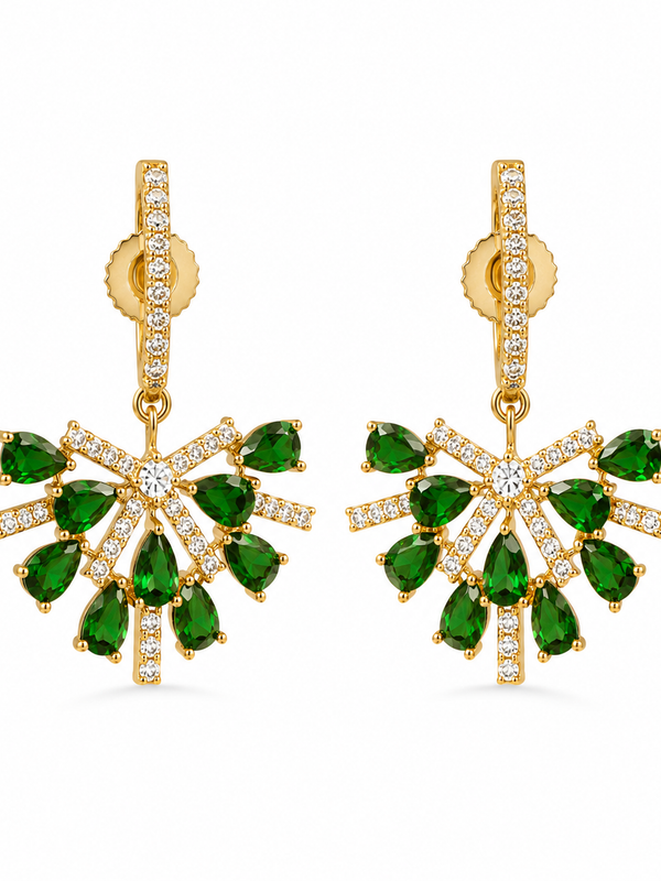 Ziya Emerald Fan Earrings