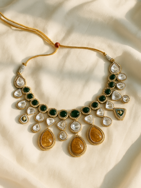 Antique Amber Kundan Necklace Set