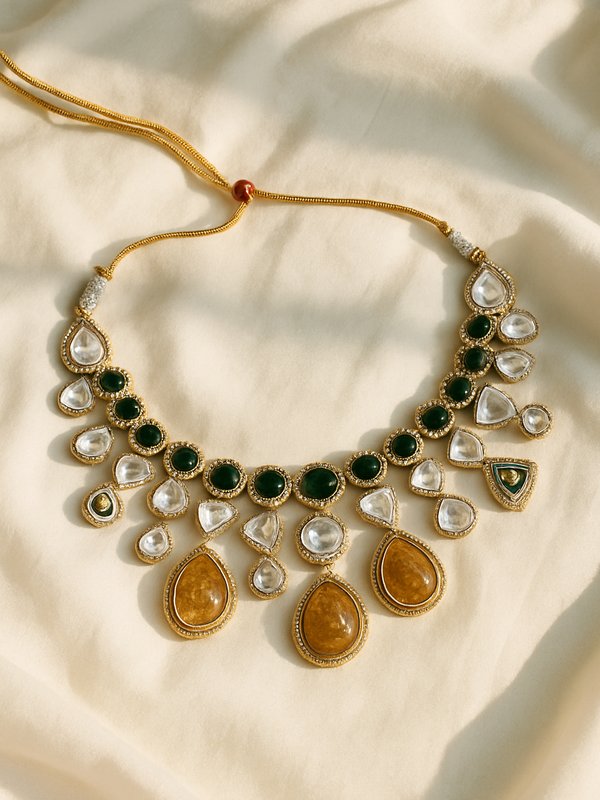Antique Amber Kundan Necklace Set