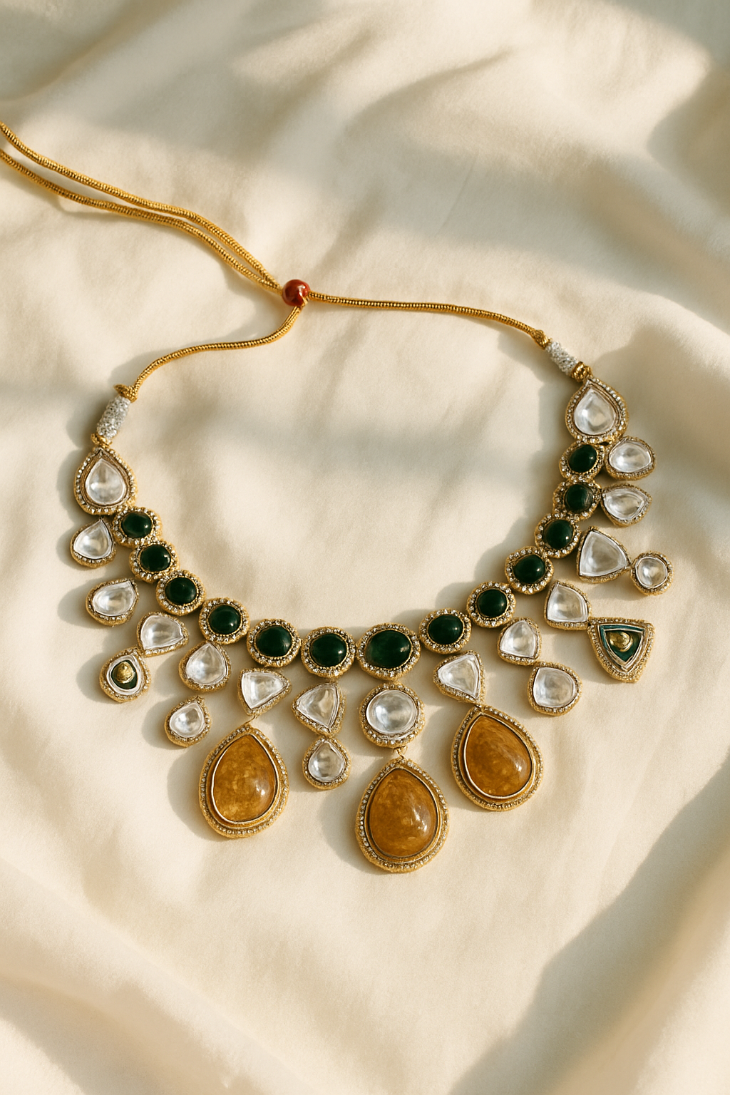 Antique Amber Kundan Necklace Set