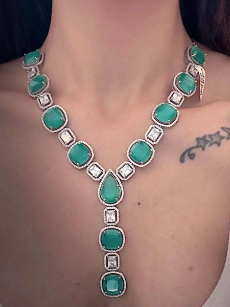 Aqua Glint Diamond Necklace Set