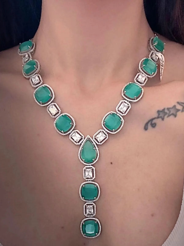 Aqua Glint Diamond Necklace Set
