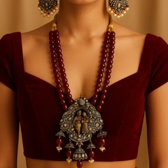 Temple Heritage Ruby & Pearl Necklace Set