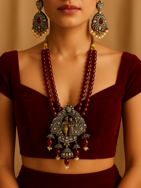 Temple Heritage Ruby & Pearl Necklace Set