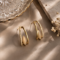 Aria Mother of Pearl Pavé Stud Earrings
