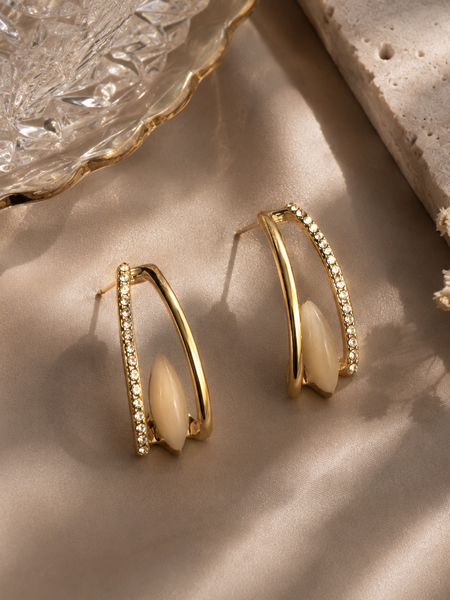 Aria Mother of Pearl Pavé Stud Earrings
