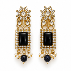 Noir Gul Earrings – Black Onyx-Inspired Statement Earrings