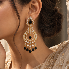 Noor Black Chandbali Earrings