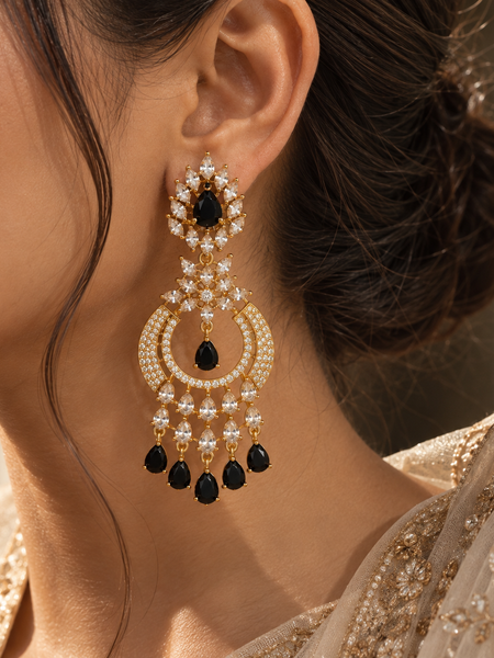 Noor Black Chandbali Earrings