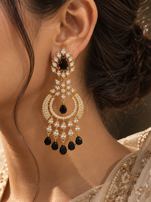 Noor Black Chandbali Earrings