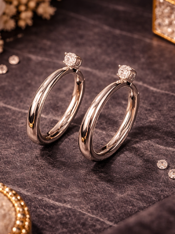 Celeste Double Crystal Hoop Earrings – Gold