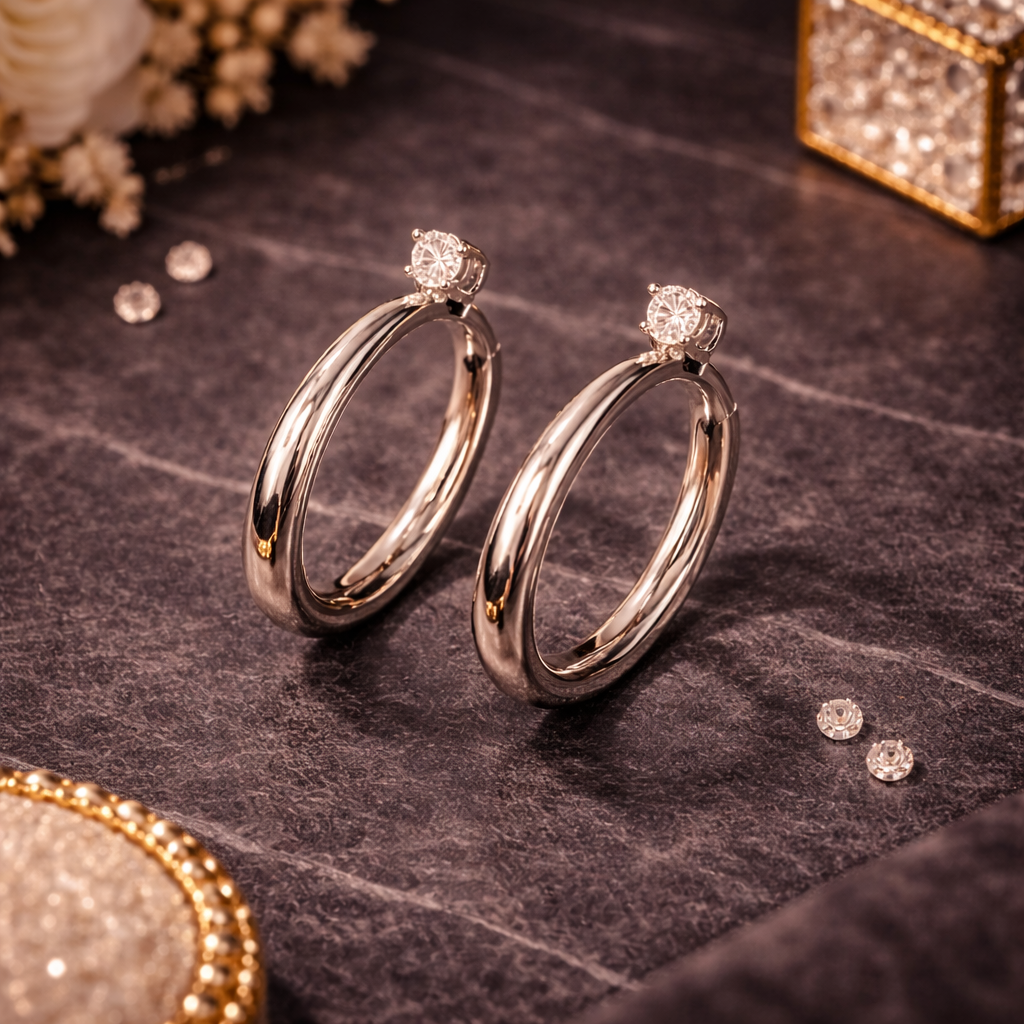 Celeste Double Crystal Hoop Earrings – Gold