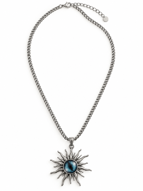 Astra Blue Sunburst Men's Pendant Chain
