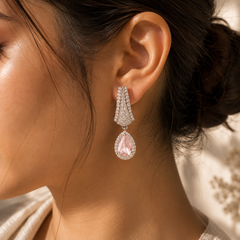 Elara Blush Crystal Drop Earrings