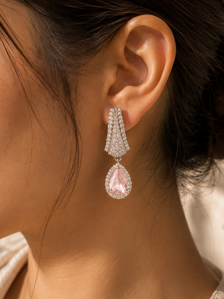 Elara Blush Crystal Drop Earrings