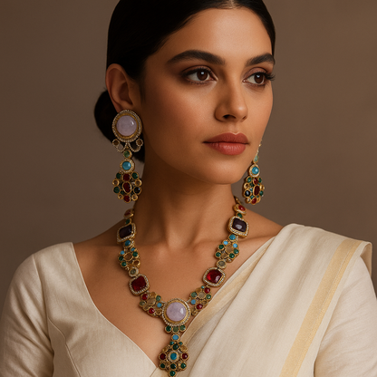 Royal Navratna Heritage Necklace Set