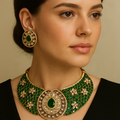 Regal Emerald Jadau Choker Set
