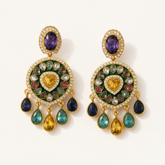 Rangrez Navratna Necklace, Maang Tikka & Earrings Set