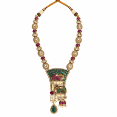 Gajraaj Emerald & Ruby Elephant Necklace Set