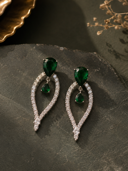 Emerald Halo Statement Earrings