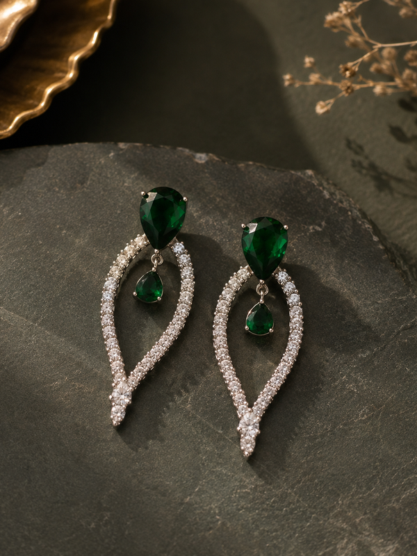 Emerald Halo Statement Earrings