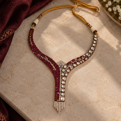 Noor Ruby Polki Necklace & Earrings Set
