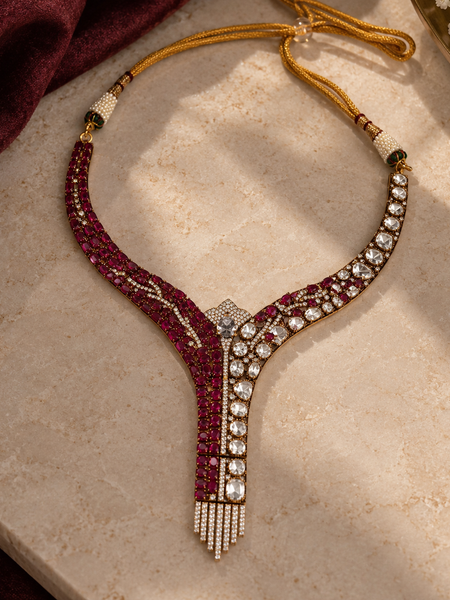 Noor Ruby Polki Necklace & Earrings Set