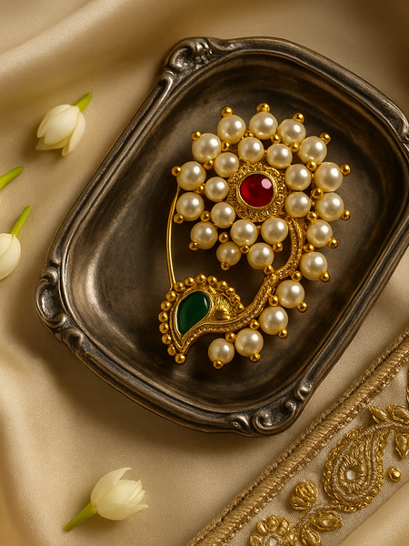 Maharashtrian Nath with Pearl, Ruby & Emerald