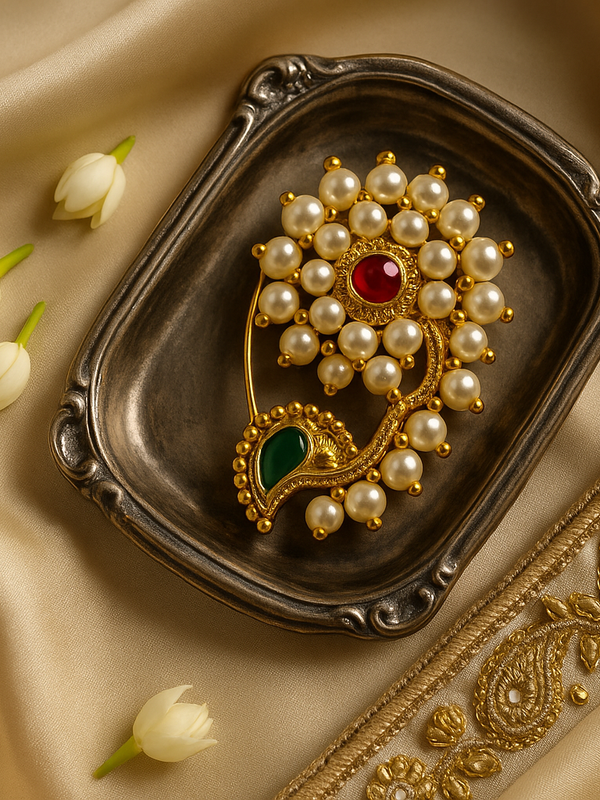 Maharashtrian Nath with Pearl, Ruby & Emerald