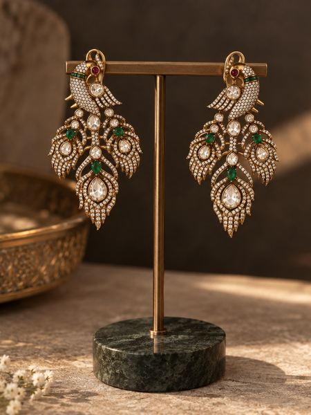 Morni Emerald Polki Necklace & Earrings Set