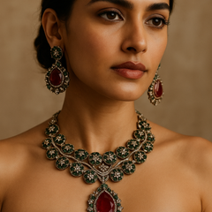 Emerald Royale Ruby Drop Necklace Set