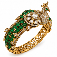 Mayurani Emerald Polki Peacock Kada