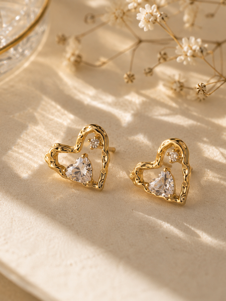 Amour Open Heart Stud Earrings