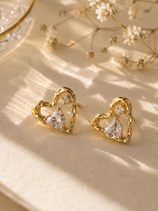 Amour Open Heart Stud Earrings