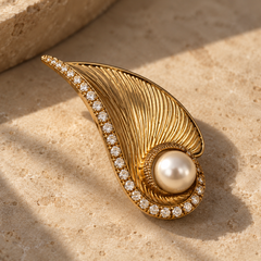 Aurelle Pearl Feather Brooch