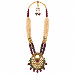 Meher Ruby & Emerald Polki Mala Necklace Set